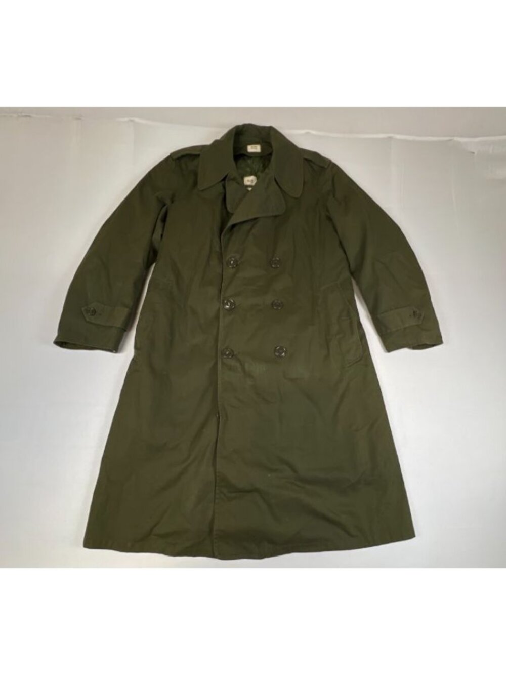 Vintage 1967 US Military Overcoat Mens Small Short Olive Green Wool Liner Trench